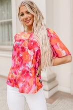 Load image into Gallery viewer, Fiery Red Floral Print Wide Sleeve Blouse | Tops/Blouses &amp; Shirts
