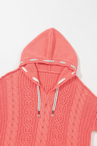 Hooded Sweater | Drawstring Cable-Knit Hoodie