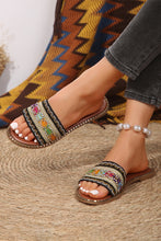 Load image into Gallery viewer, Chestnut Bohemian Pattern Crochet Faux Leather Beach Slippers | Shoes &amp; Bags/Slippers
