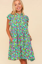 Load image into Gallery viewer, Floral Dress | Frilled Mock Neck Ditsy Dress
