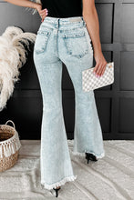 Load image into Gallery viewer, Sky Blue Distressed Acid Wash Flare Jeans | Bottoms/Jeans
