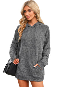 Gray Mineral Wash Kangaroo Pocket Drawstring Pullover Hoodie | Tops/Sweatshirts & Hoodies