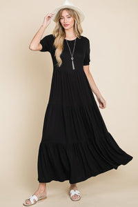 Simple Black Tiered Maxi Dress