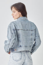 Load image into Gallery viewer, RISEN Denim Jacket | Full Size Button Cropped Denim Jacket
