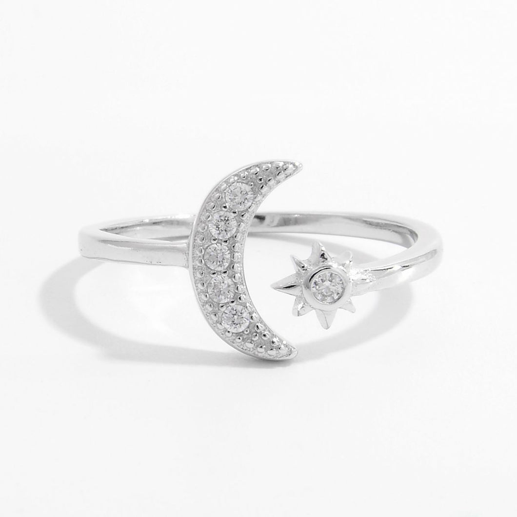 Fine Jewelry | 925 Sterling Silver Moon Open Ring | moon ring