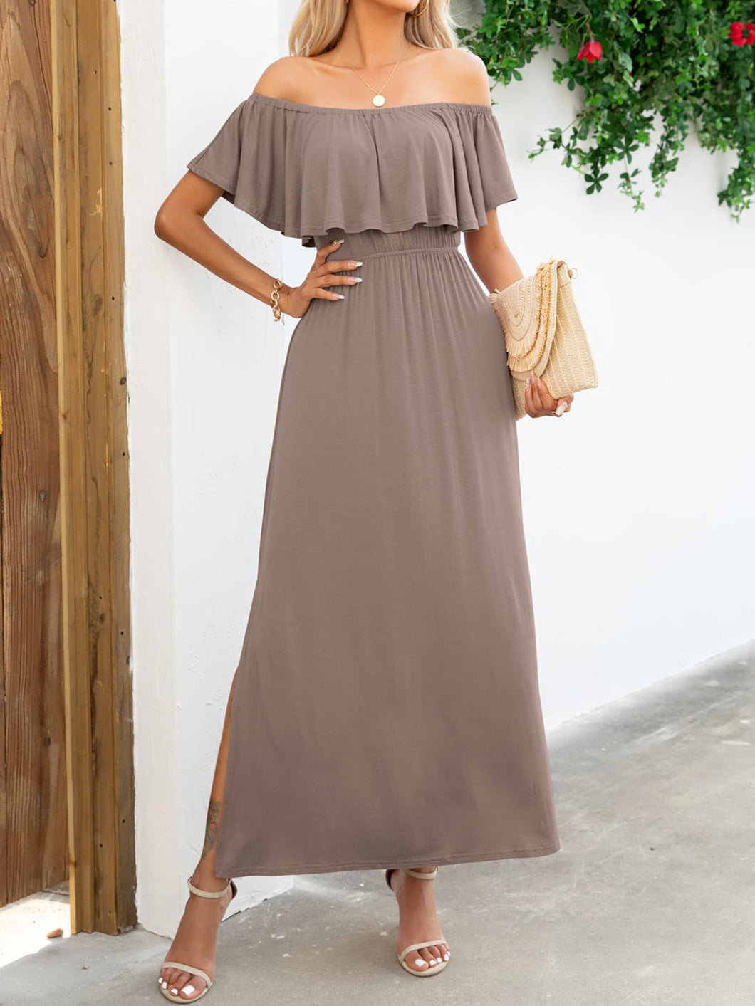 Maxi Dress | Off-Shoulder Slit Long Dress