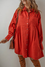 Load image into Gallery viewer, Pocketed Long Sleeve Shirt Dress | Button Down
