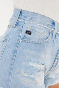 Kancan Distressed Button Fly Denim Shorts | Blue Jeans