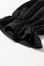 Load image into Gallery viewer, Plus Size Mini Dress | Black Solid Ruffled Puff Sleeve V Neck
