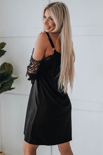 Load image into Gallery viewer, Black Cold Shoulder Mini Dress | Dresses/Mini Dresses
