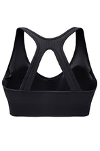 Load image into Gallery viewer, Black Ribbed Hollow-out Racerback Yoga Sports Bra | Activewear/Sports Bras
