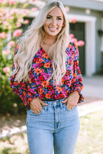 Load image into Gallery viewer, Floral Print Wrap V Neck Long Sleeve Bodysuit | Tops/Bodysuits
