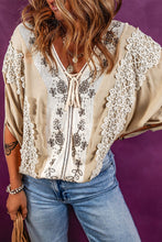 Load image into Gallery viewer, Golden Lace Crochet Patchwork Slit Sleeve Loose Blouse | Tops/Blouses &amp; Shirts
