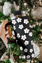 Load image into Gallery viewer, Black Floret Print Stainless Tumbler With Lid And Straw 40oz | Accessories/Tumblers
