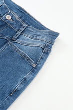 Load image into Gallery viewer, Blue High Waist Seam Stitching Pocket Flare Jeans
