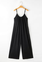 Load image into Gallery viewer, Black Adjustable Knotted Spaghetti Straps Wide Leg Jumpsuit | Bottoms/Jumpsuits &amp; Rompers
