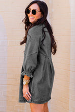 Load image into Gallery viewer, Denim Mini Dress | Gray Buttoned Long Sleeve
