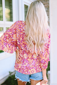 Boho Floral Print Belted Surplice Blouse | Tops/Blouses & Shirts