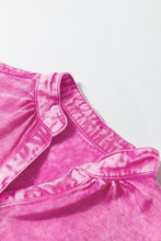 Load image into Gallery viewer, Pink Denim Top | Mineral Wash Split Neck Pocket Blouse

