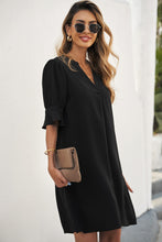 Load image into Gallery viewer, Black Ruffled Sleeve Shift Dress | Dresses/Mini Dresses
