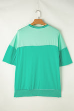 Load image into Gallery viewer, Patchwork T Shirt | Bright Green Contrast Color
