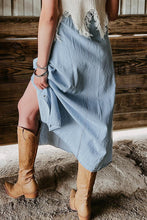 Load image into Gallery viewer, Denim Skirt | Mist Blue Fully Buttoned Long Skirt
