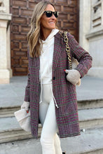 Load image into Gallery viewer, Pink Plaid Lapel Collar One Button Midi Coat | Outerwear/Coats
