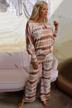 Load image into Gallery viewer, Lounge Outfit | Aztec Print Puff Sleeve Pullover and Pants
