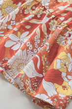 Load image into Gallery viewer, Orange Wide Flutter Sleeve Floral Dress | Dresses/Floral Dresses
