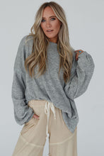 Load image into Gallery viewer, Grey Oversized Top | Side Split Drop Shoulder Top
