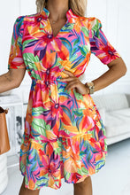 Load image into Gallery viewer, Short Sleeve Dress | Multi-Color Summer Floral Print V Neck
