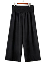 Load image into Gallery viewer, Black Shirred High Waist Plus Size Wide Leg Pants | Plus Size/Plus Size Bottoms
