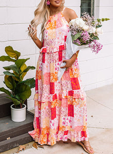 Womens Maxi Dress | Multicolor Boho Geometric Floral Print Sleeveless Maxi Dress | Dresses/Maxi Dresses