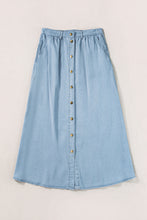 Load image into Gallery viewer, Denim Skirt | Mist Blue Fully Buttoned Long Skirt
