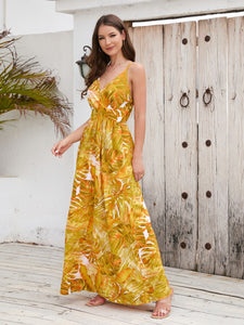 Maxi Dress | Printed Surplice Spaghetti Strap Dress