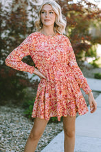 Load image into Gallery viewer, Printed Floral Long Sleeve Frill Tiered Mini Dress
