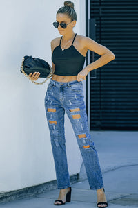 Buttoned Pockets Distressed Jeans | Bottoms/Jeans