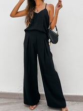 Load image into Gallery viewer, Womens Pants Set-Spaghetti Strap Cami and Wide Leg Pants Set | jumpsuit
