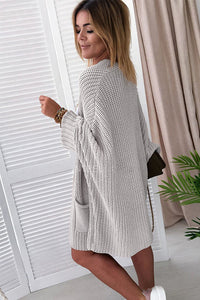 Gray Oversized Fold Over Sleeve Sweater Cardigan | Tops/Sweaters & Cardigans