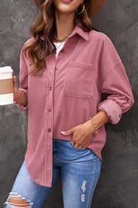 Pink Corduroy Button Pocket Shirt | Tops/Blouses & Shirts