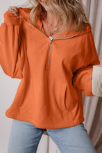 Load image into Gallery viewer, Orange Fleece Lined Half Zipper Hoodie
