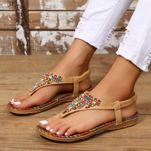 Load image into Gallery viewer, Beaded Leather Sandals |  Flat Sandals
