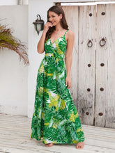 Load image into Gallery viewer, Maxi Dress | Printed Surplice Spaghetti Strap Dress
