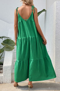 Maxi Dress | Tie-Shoulder Tiered Dress