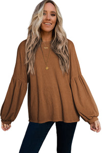 Faux Knit Jacquard Puffy Long Sleeve Top | Tops/Long Sleeve Tops