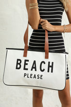 Load image into Gallery viewer, White BEACH PLEASE Print Large Canvas Tote Bag | Shoes &amp; Bags/Handbags
