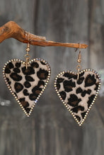 Load image into Gallery viewer, Multicolour Rhinestone Edge Leopard Print Heart Shape Earrings
