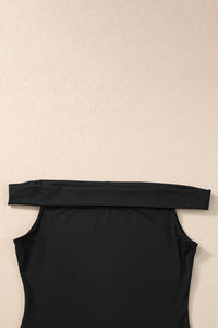Black Folded Off Shoulder Slim Top | Tops/Tops & Tees