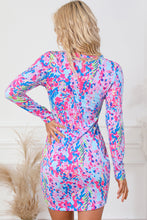 Load image into Gallery viewer, Mini Dress | Sky Blue Floral Print Long Sleeve
