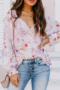 Multicolour Vibrant Floral Printed Ruffle Trim Blouse | Tops/Blouses & Shirts